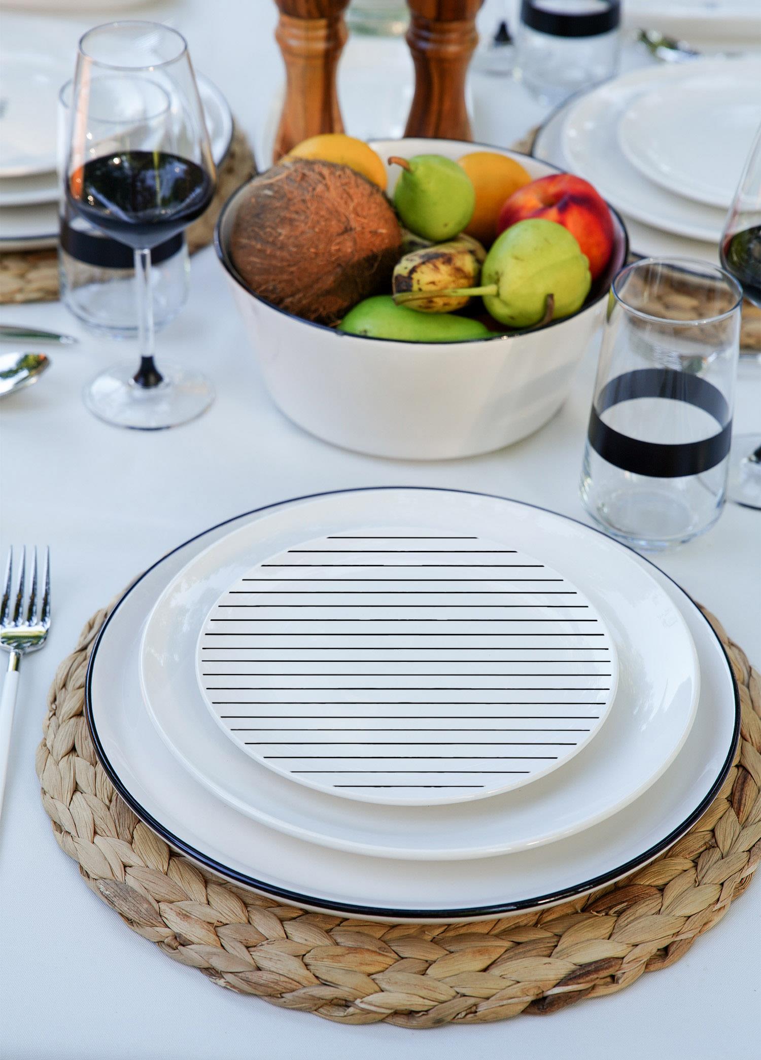 Daily Tunes Pasta Tabağı Çizgili 6 Lı Set - 19 Cm