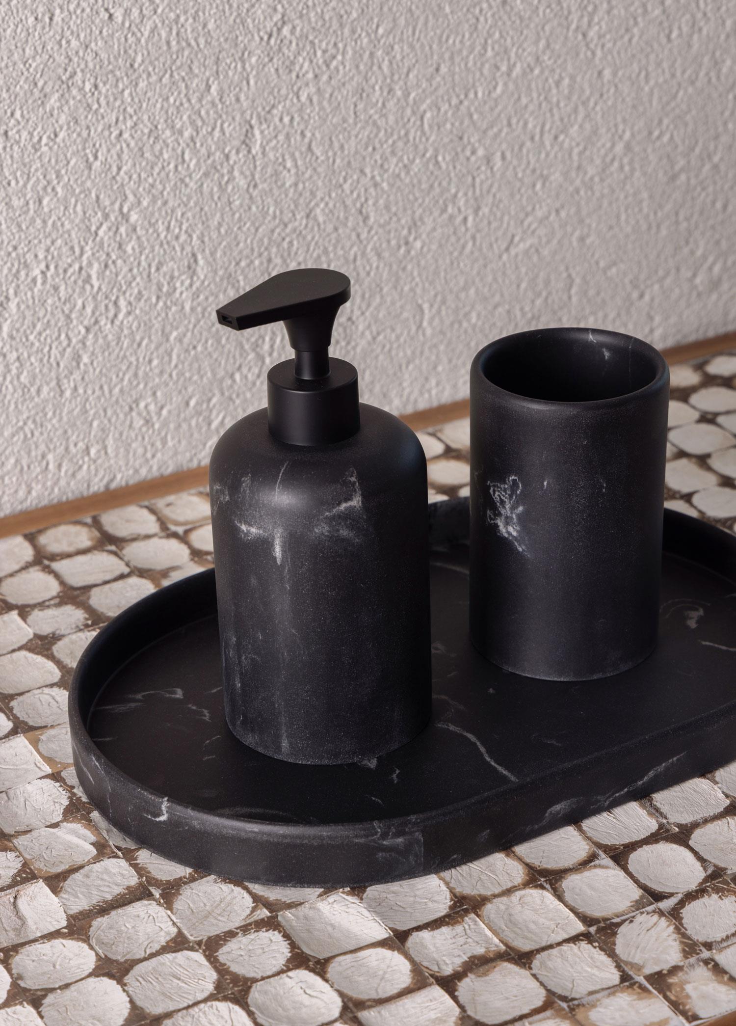 Marble Banyo Seti Siyah Siyah 3 Parça