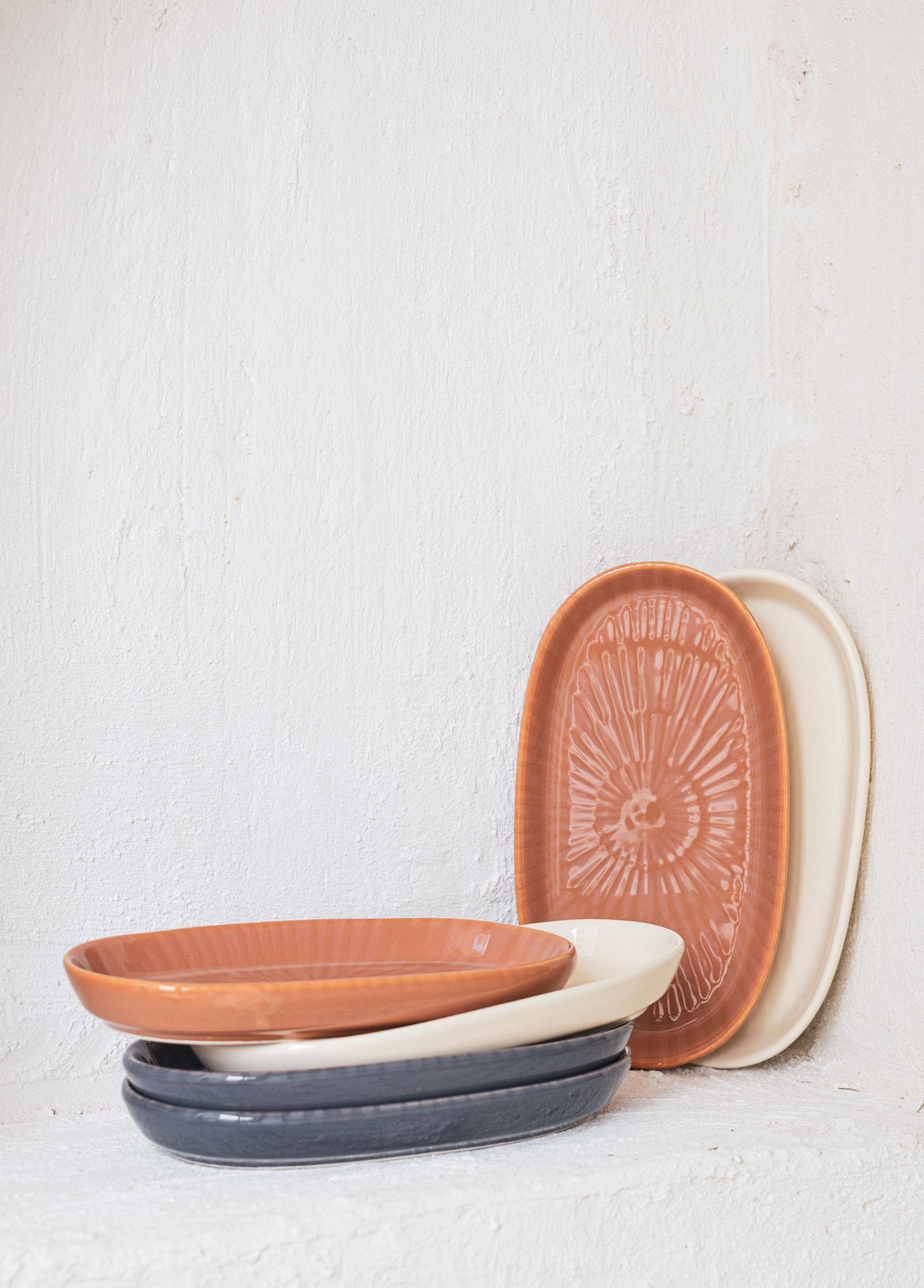 Noon Oval Servis Tabağı 2Li Gri 26 Cm
