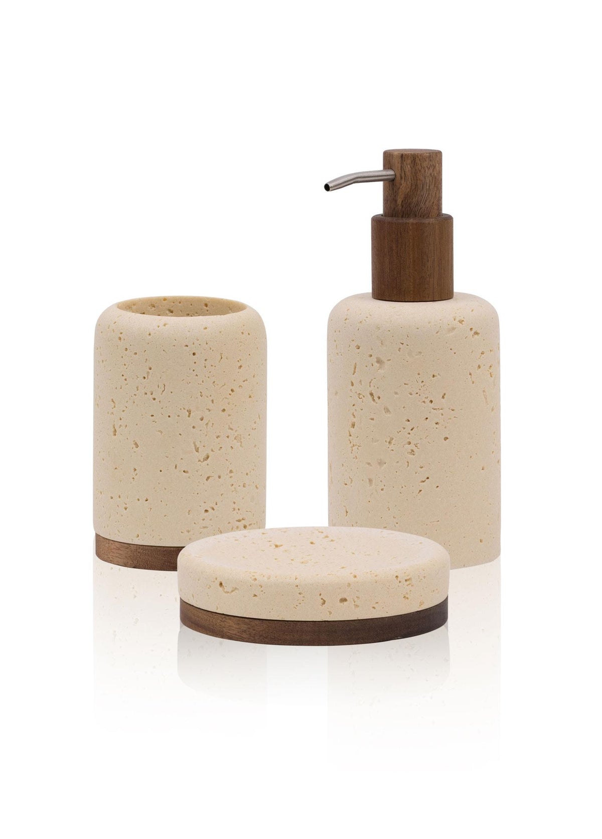 Travertine Banyo Seti Bej 3 Parça