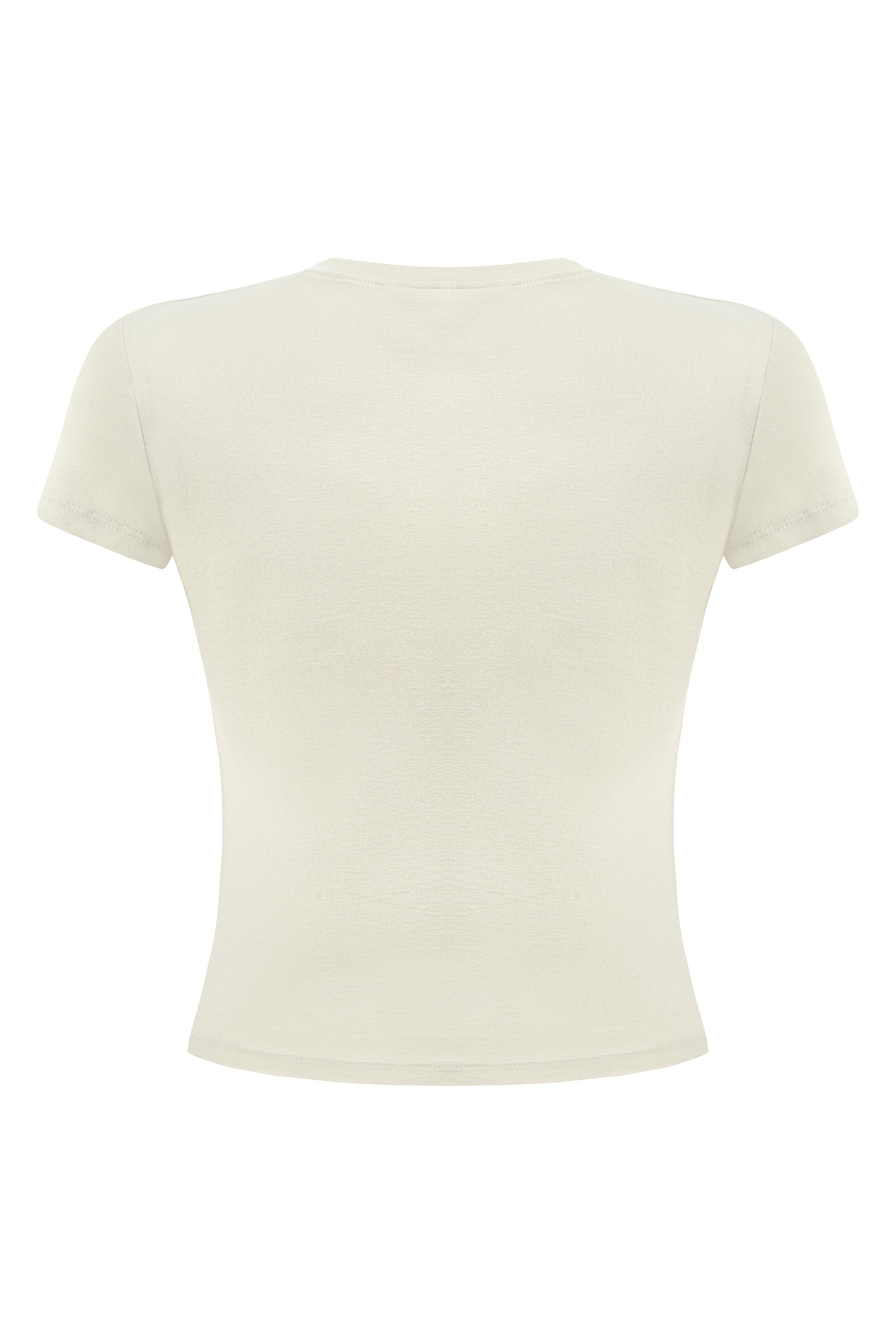 Tiny-Dar Kesim Krem Tişört-T-Shirts-11-milagron.live