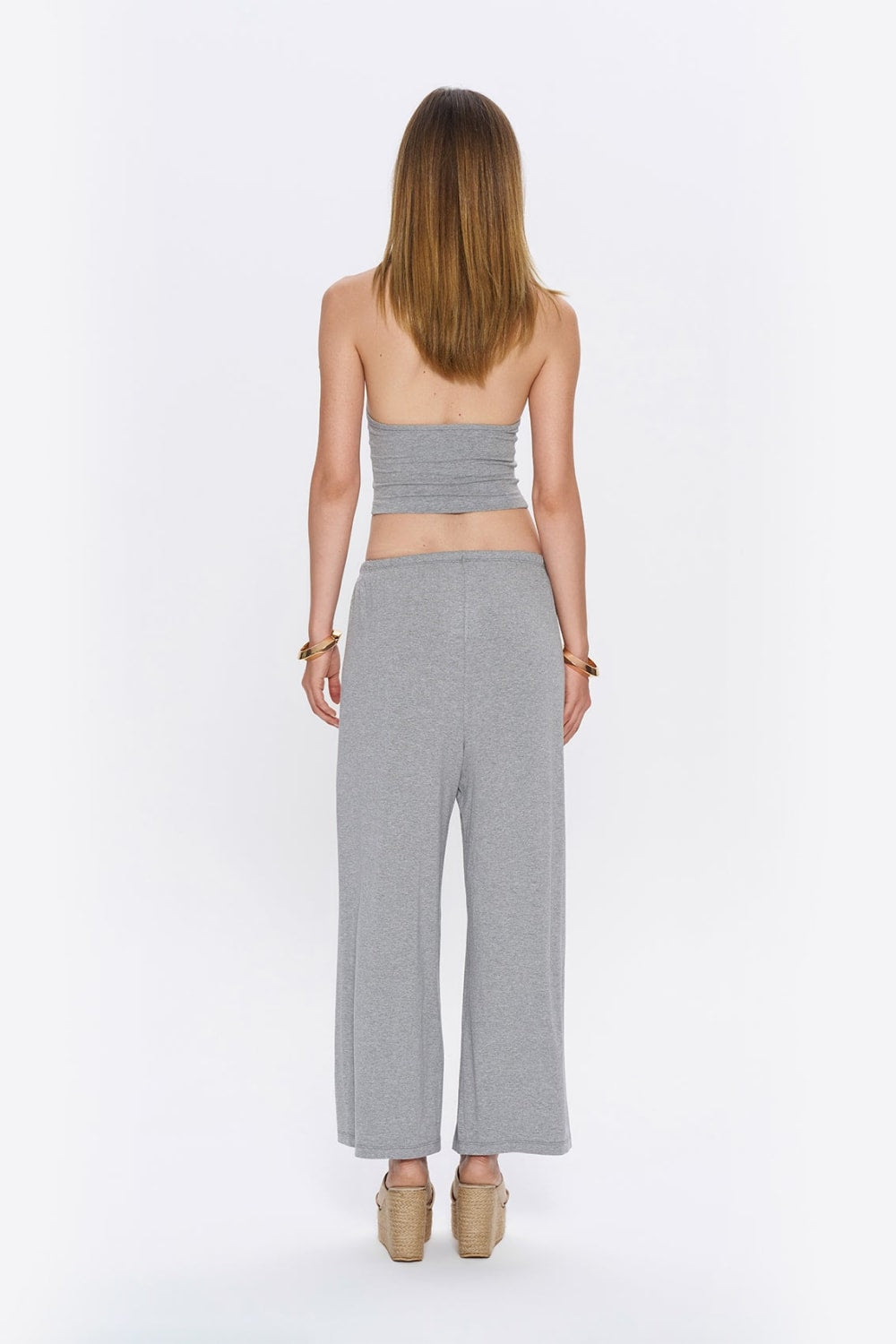Tiny-Halter Yaka Gri Yumuşak Bluz-Top-2-milagron.live