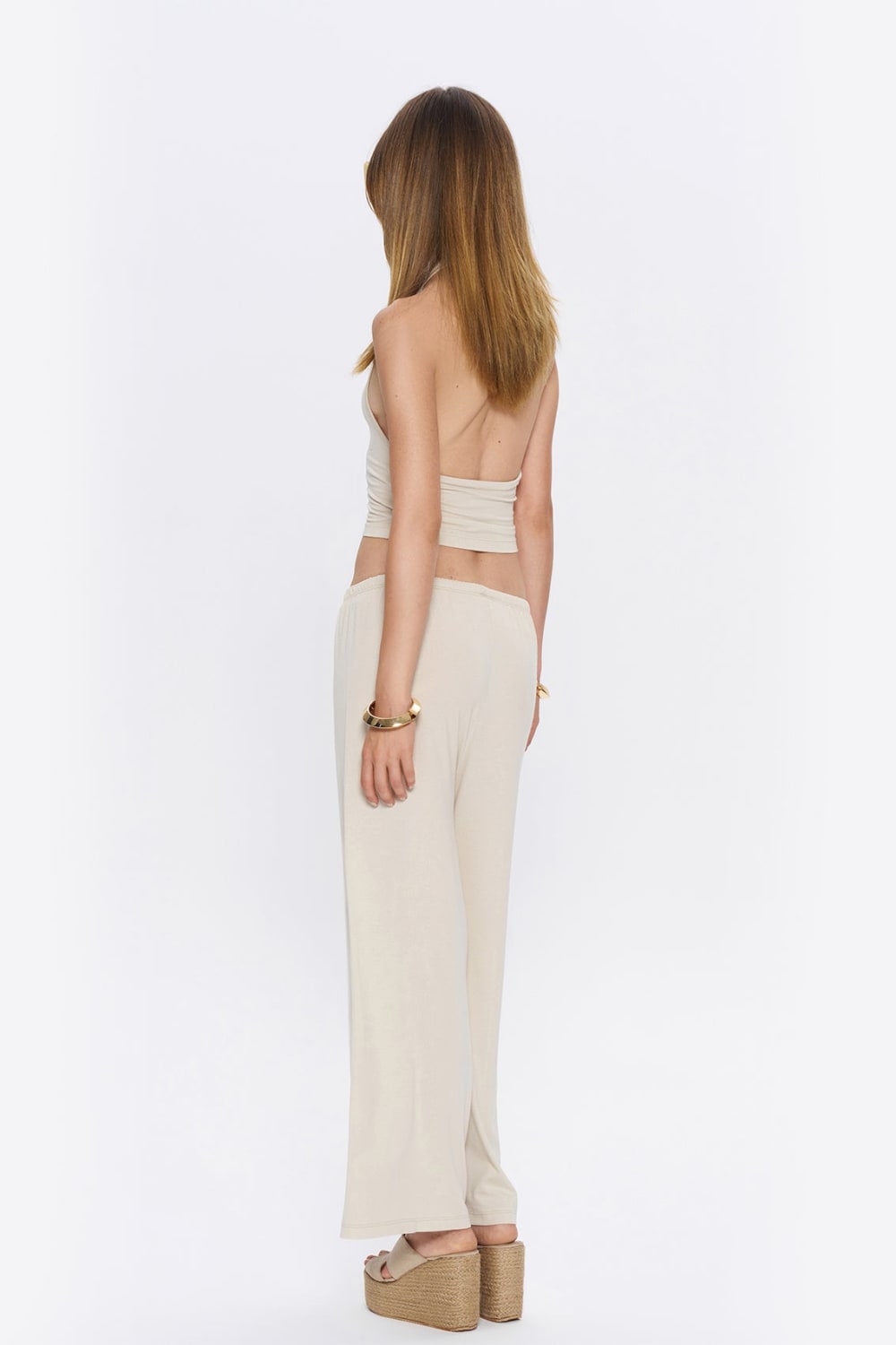 Tiny-Halter Yaka Krem Yumuşak Bluz-Top-7-milagron.live