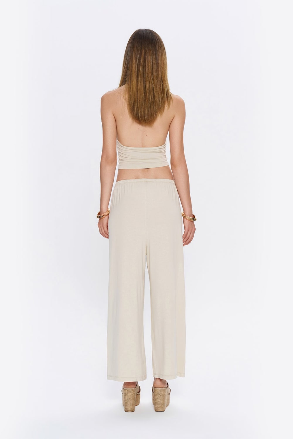 Tiny-Halter Yaka Krem Yumuşak Bluz-Top-8-milagron.live