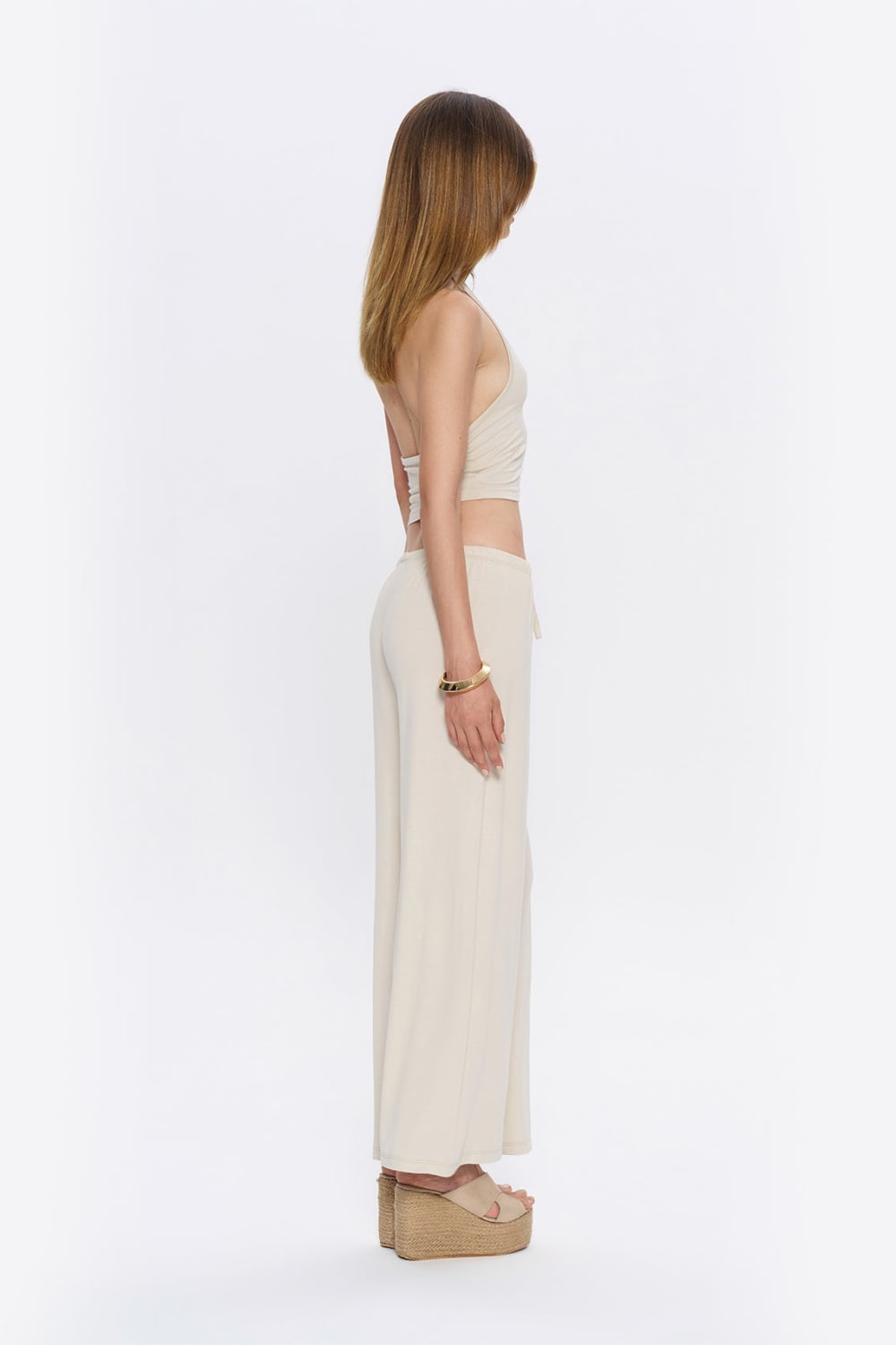 Tiny-Halter Yaka Krem Yumuşak Bluz-Top-9-milagron.live
