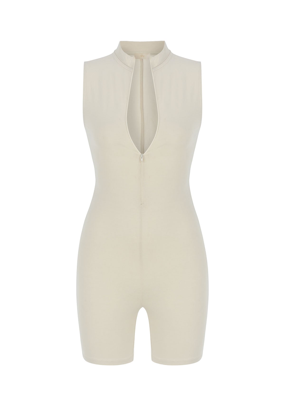 Tiny-Krem Önden Fermuarlı Şort Bodysuit-Bodysuit-9-milagron.live