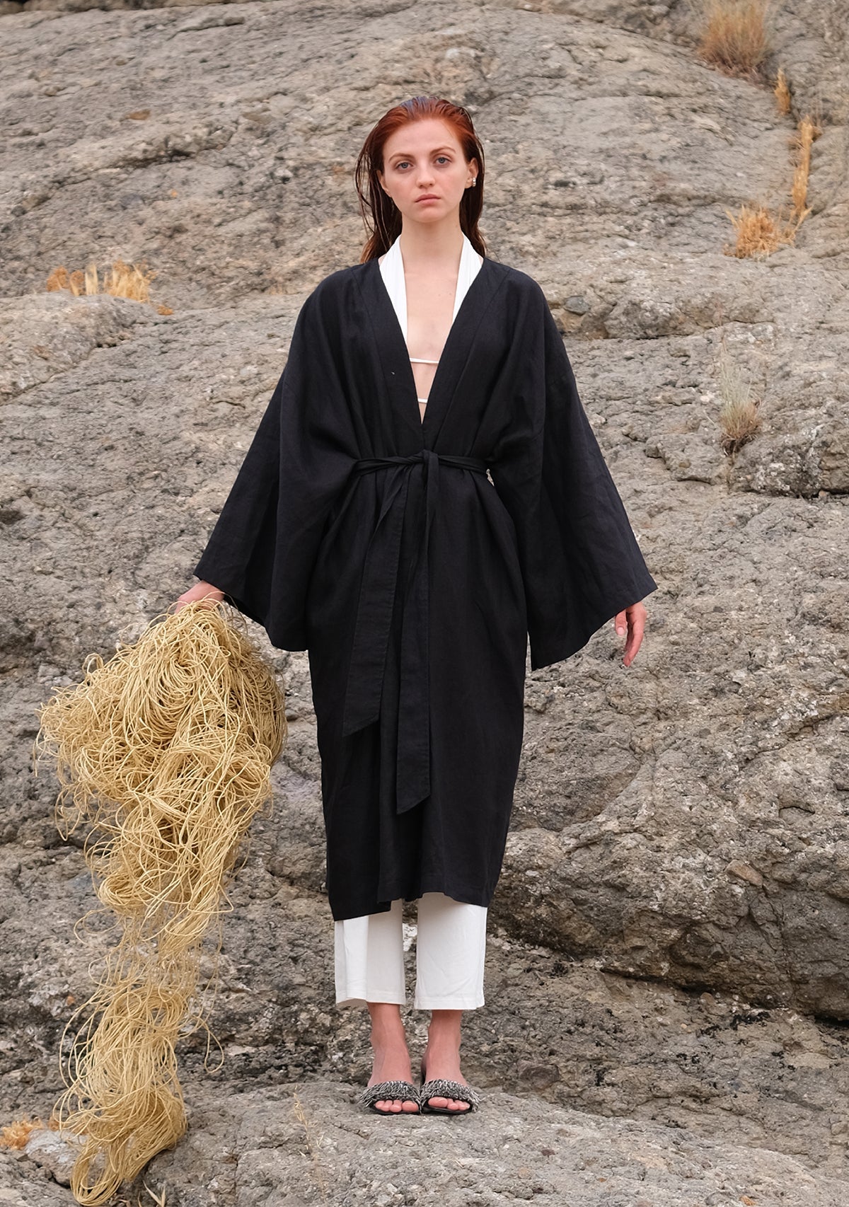 Tiny-Siyah Keten Kimono-Kimono-2-milagron.live