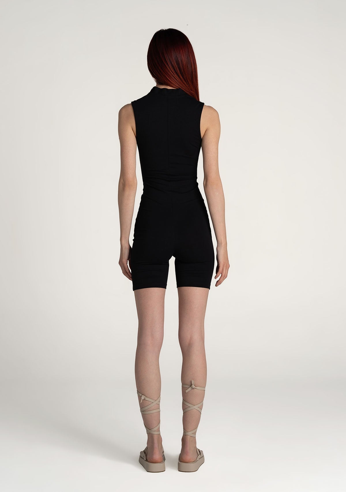 Tiny-Siyah Önden Fermuarlı Şort Bodysuit-Bodysuit-2-milagron.live