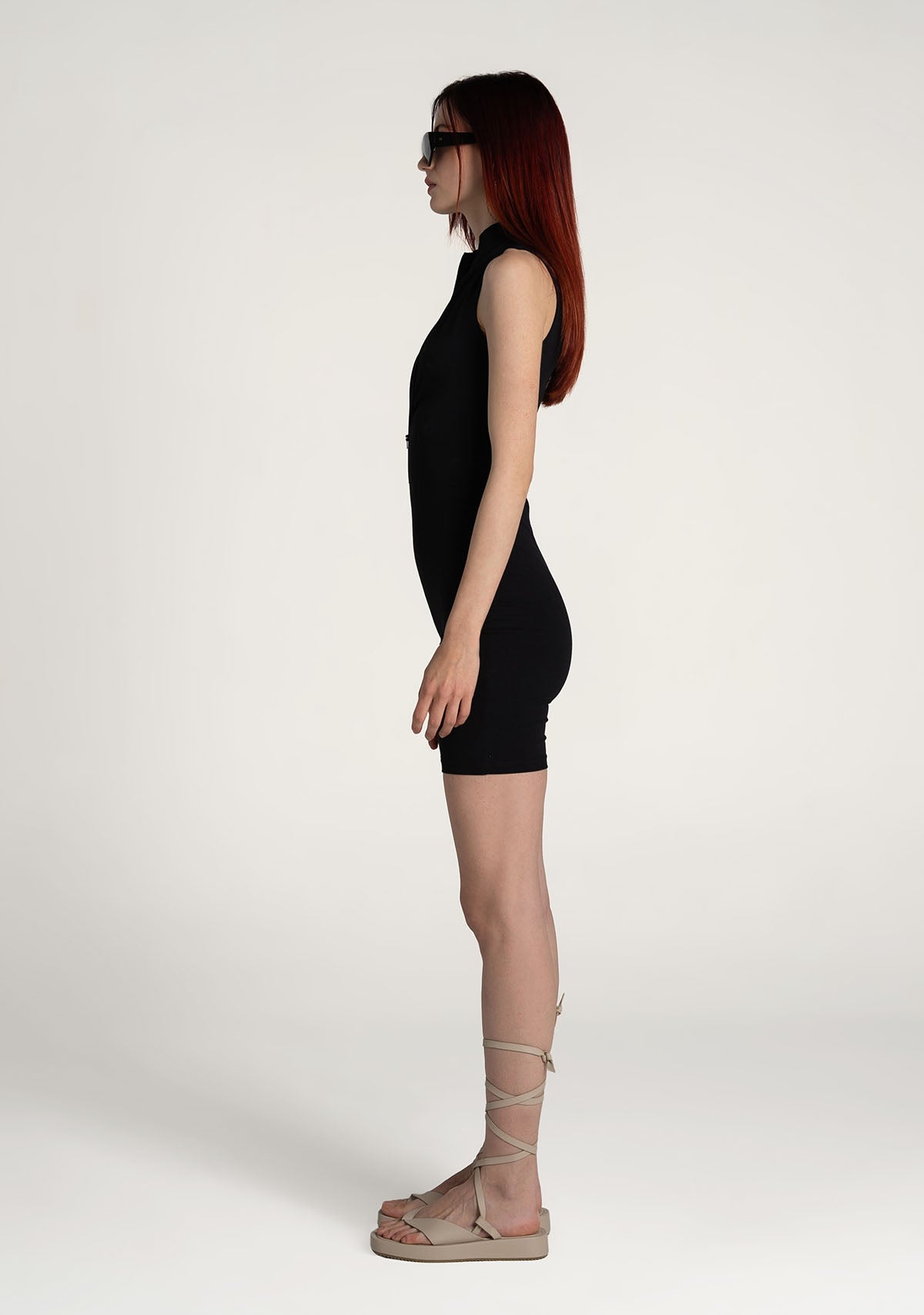 Tiny-Siyah Önden Fermuarlı Şort Bodysuit-Bodysuit-4-milagron.live