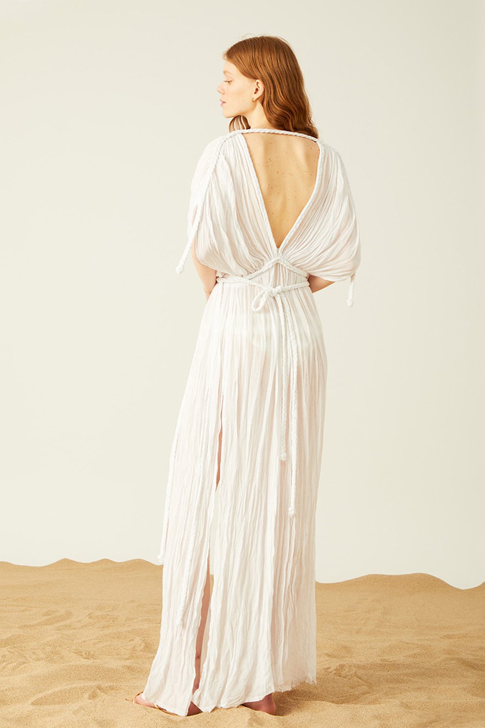 Towdoo-Theano Kimono Elbise – Beyaz-Elbise-2-milagron.live