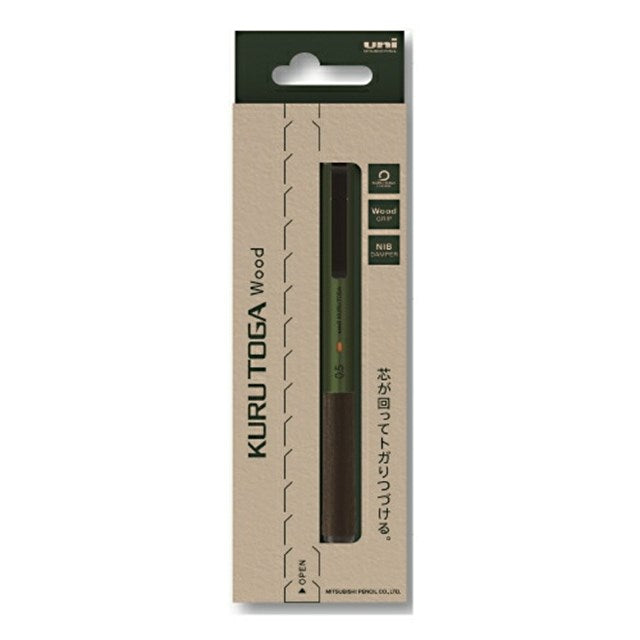 Mitsubishi Pencil Kurutoga Wood 0.5Mm Forest Green