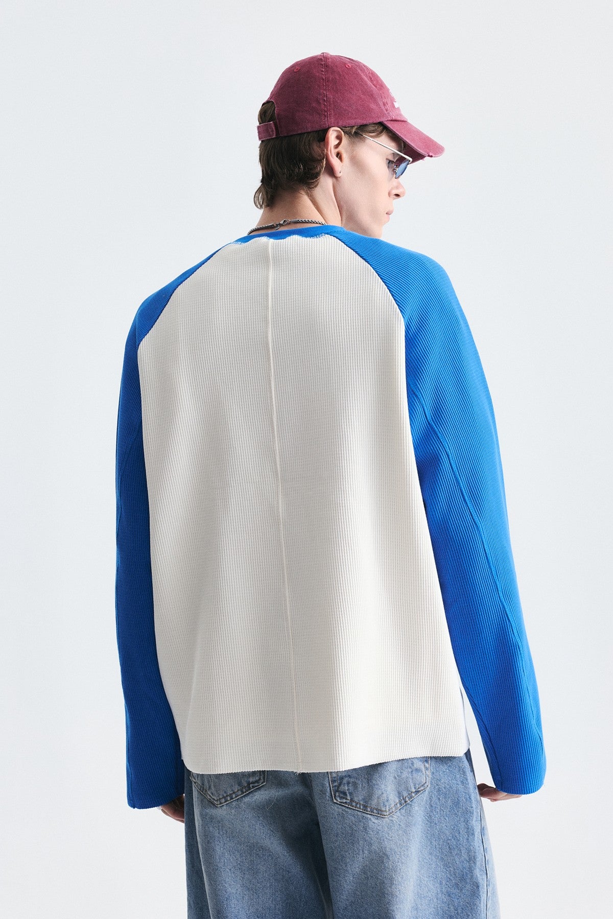 Renk Bloklu Dokulu Sweatshirt