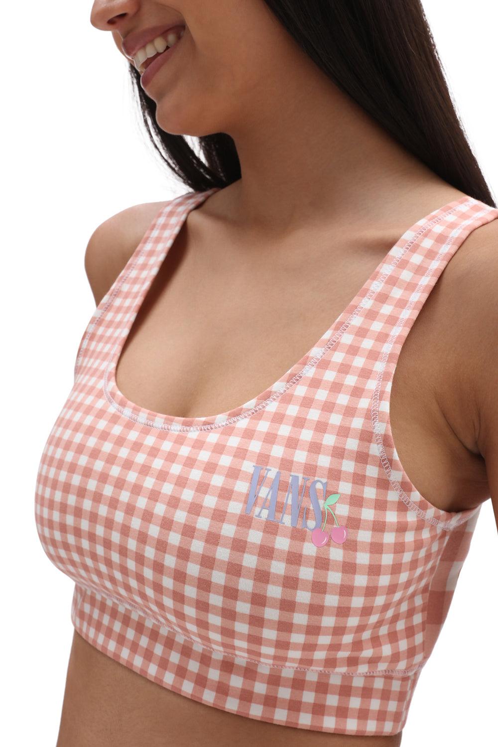 Vans-Mixed Up Gingham Bralette Rosette-Crop Top-1-milagron.live