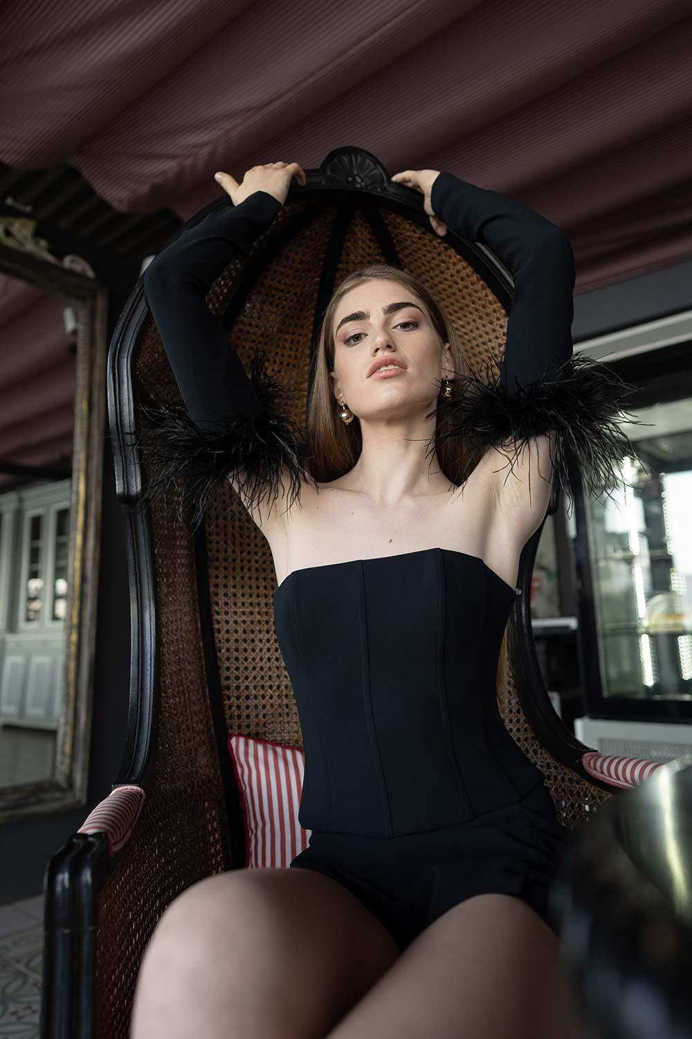 Veryself-Perception Feathered Corset-Top-1-milagron.live