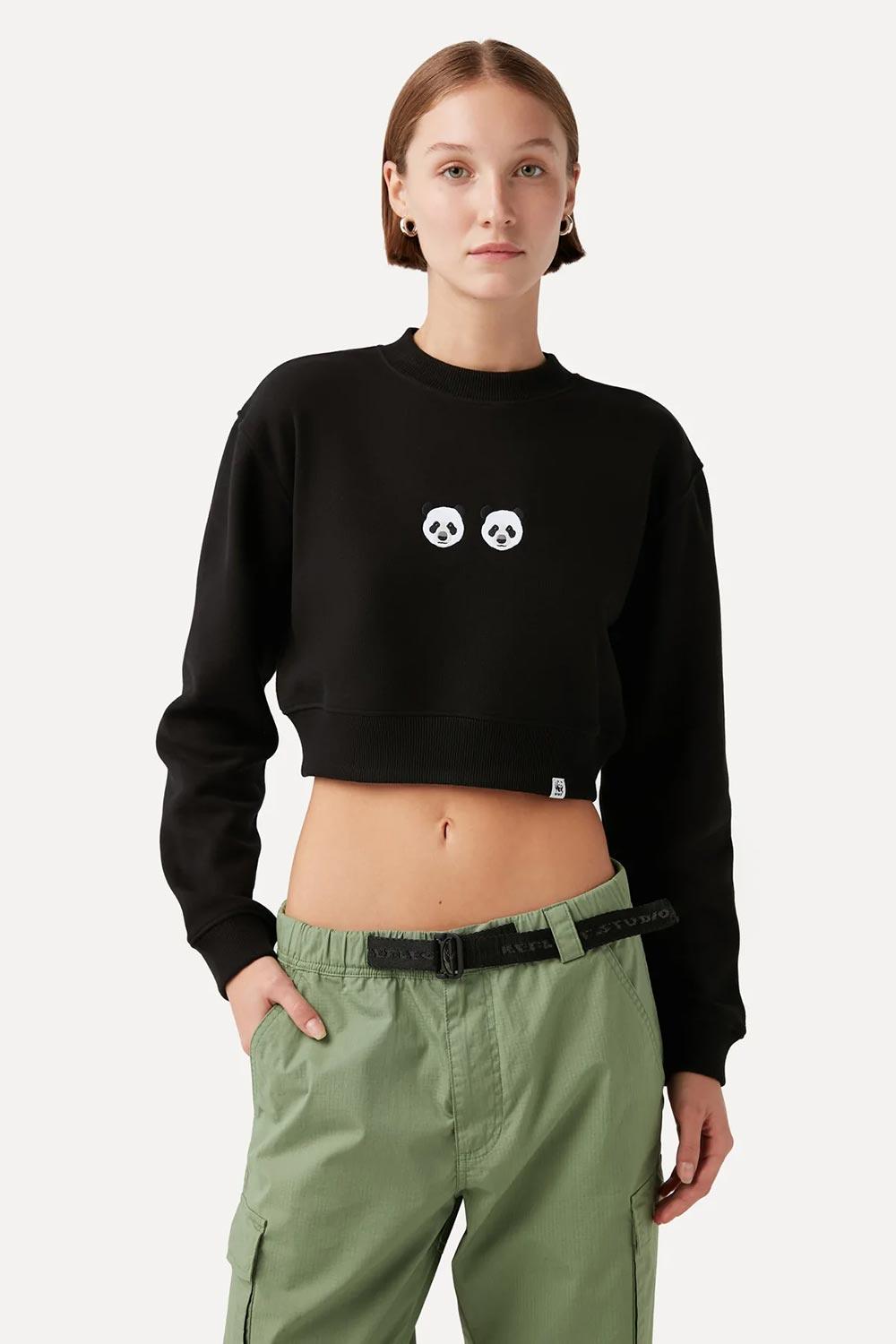 WWF Market-Chi & Chi Crop Sweatshirt - Siyah-Sweatshirts & Hoodies-2-milagron.live