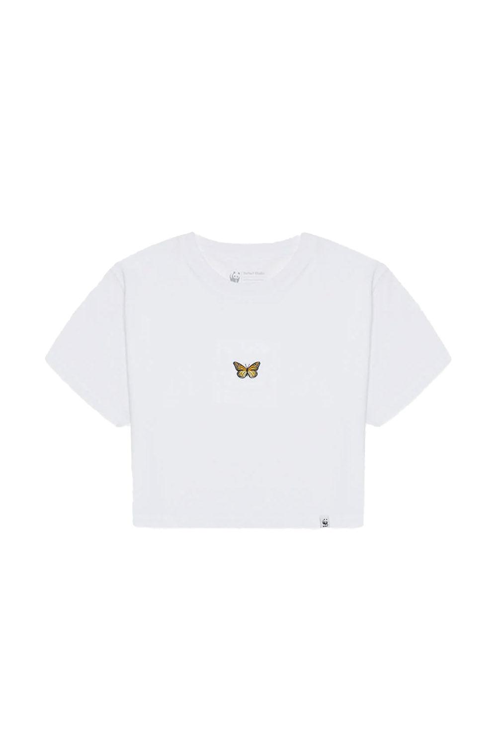 WWF Market-Monark Kelebeği Crop T-shirt - Beyaz-T-Shirts-1-milagron.live