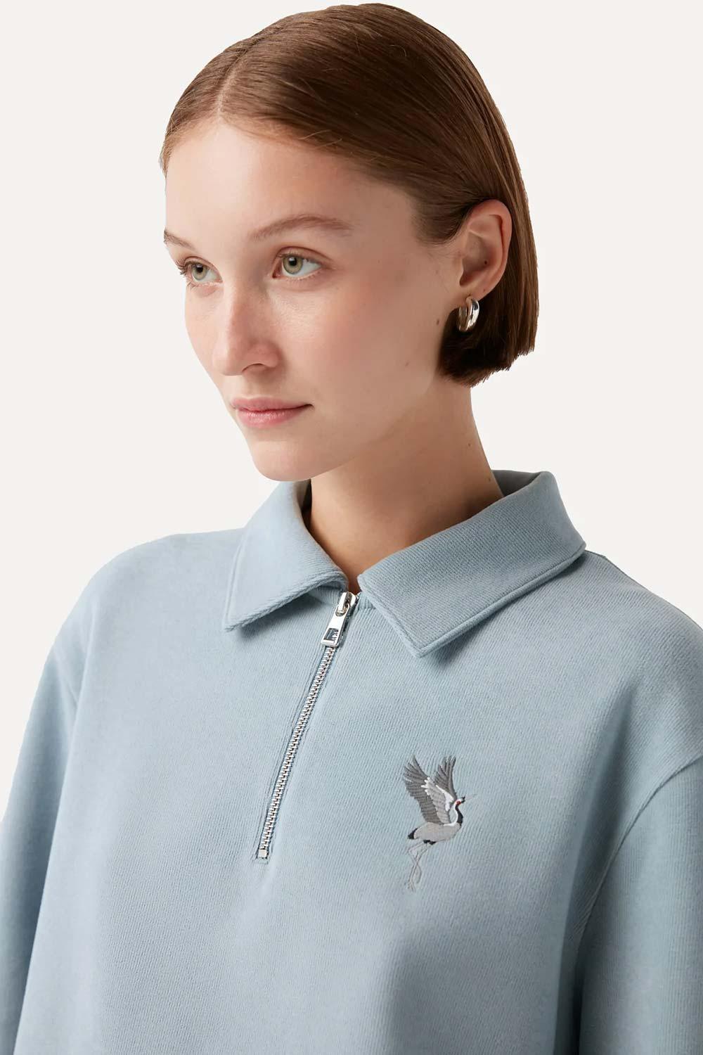WWF Market-Turna Kuşu Polo Yaka Sweatshirt - Mavi-Sweatshirts & Hoodies-3-milagron.live