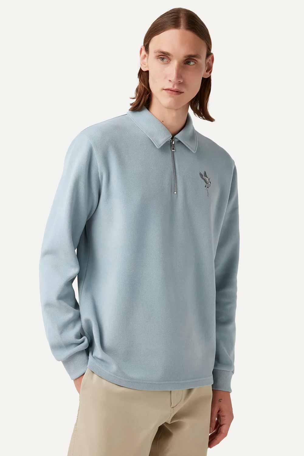 WWF Market-Turna Kuşu Polo Yaka Sweatshirt - Mavi-Sweatshirts & Hoodies-5-milagron.live