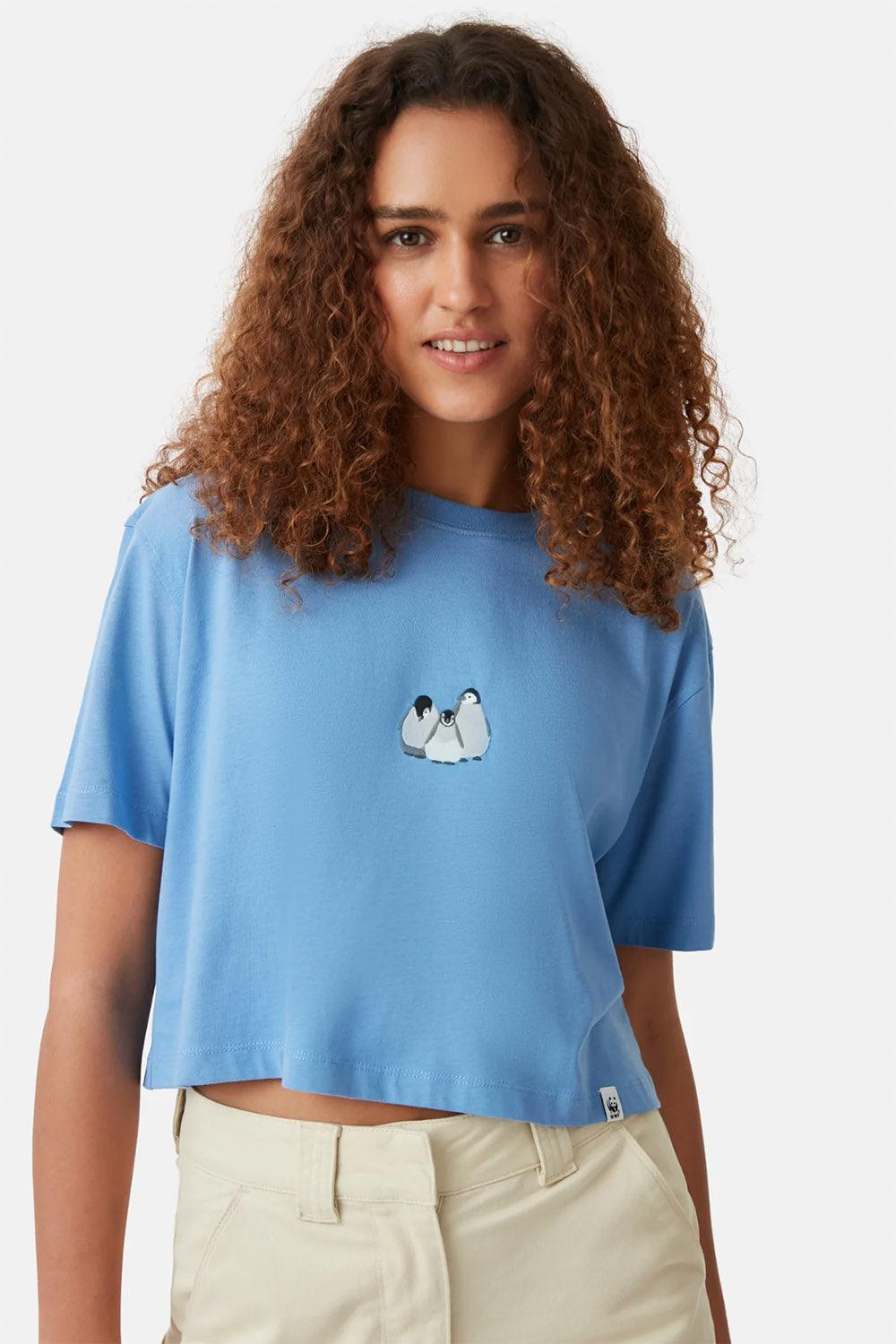 WWF Market-Yavru İmparator Penguen Crop T-shirt - Mavi-T-Shirts-4-milagron.live
