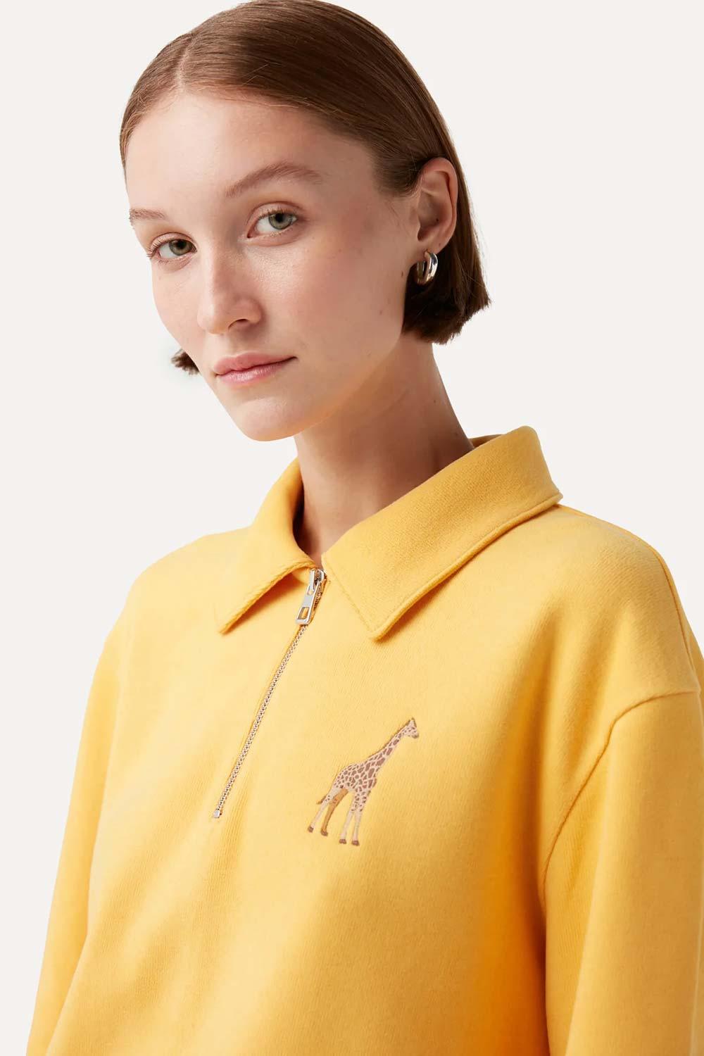 WWF Market-Zürafa Polo Yaka Sweatshirt - Sarı-Sweatshirts & Hoodies-4-milagron.live