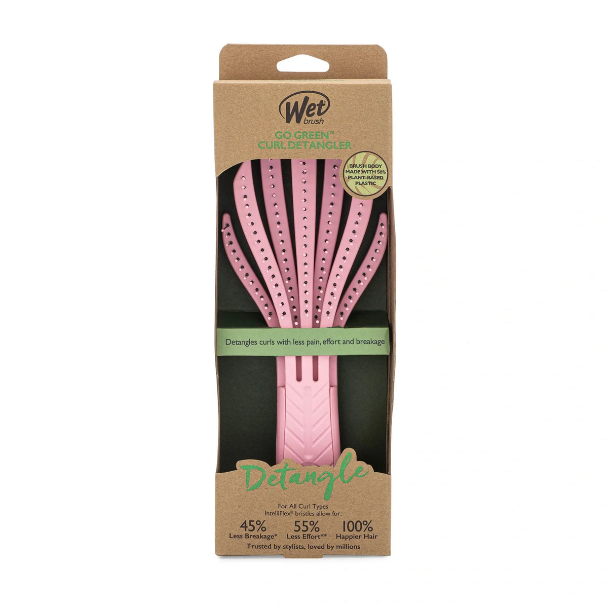 Wet Brush Go Green Kıvırcık Saçlara Özel Dolaşık Açıcı Saç Fırçası Pembe