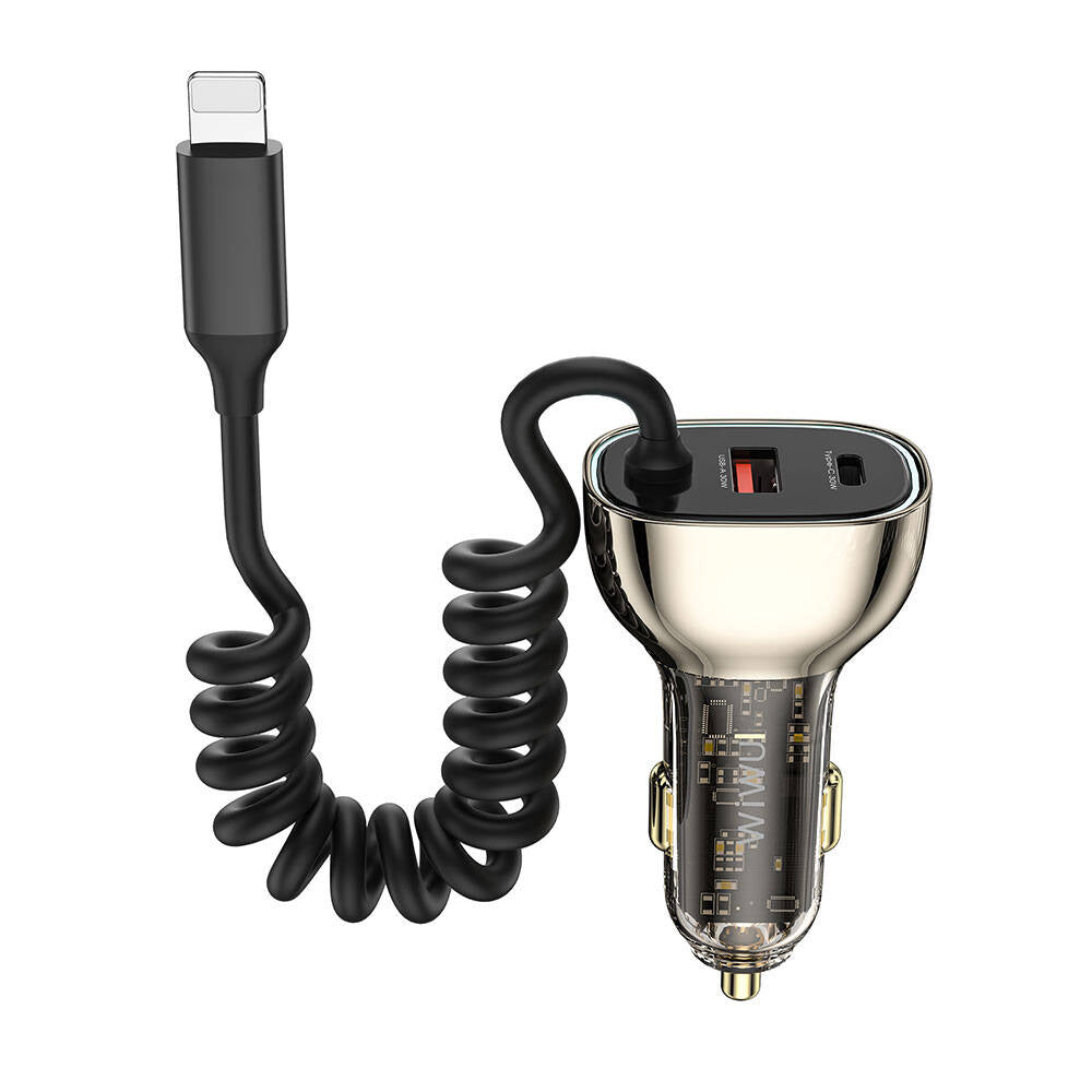 Wi-Qc019 Geek Serisi 3In1 Lightning Kablolu Hızlı Araç Şarj Cihazı 90W