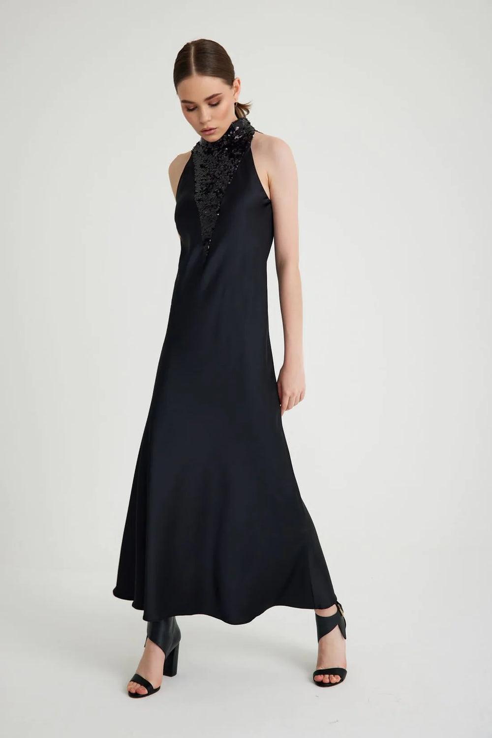 Zeynep Mayruk-Swan Dress Black-Elbise-2-milagron.live