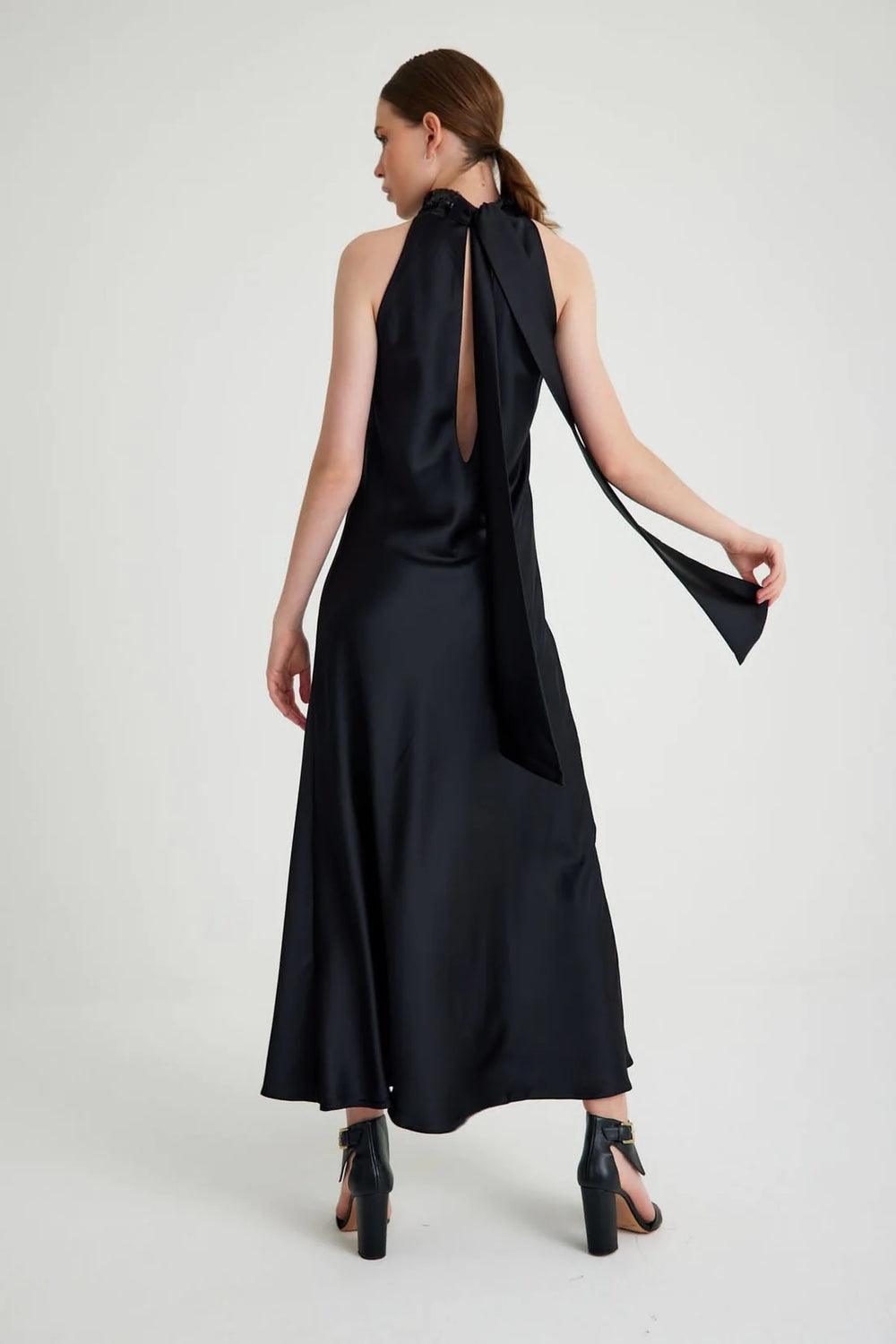 Zeynep Mayruk-Swan Dress Black-Elbise-3-milagron.live