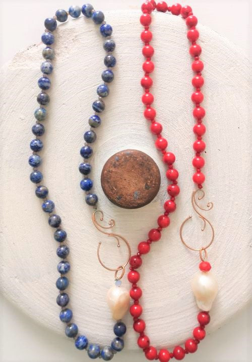 Barok İNcili Lapis Lazuli Dal Kolye