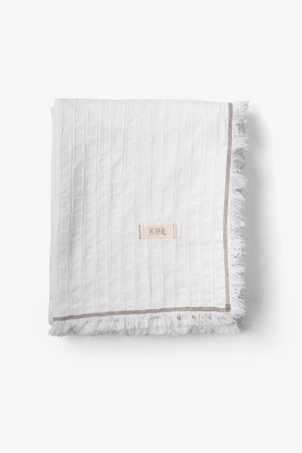 Frig Püsküllü Koltuk Şalı | %100 Pamuk Gofre Dokuma Throw | 130x170 cm