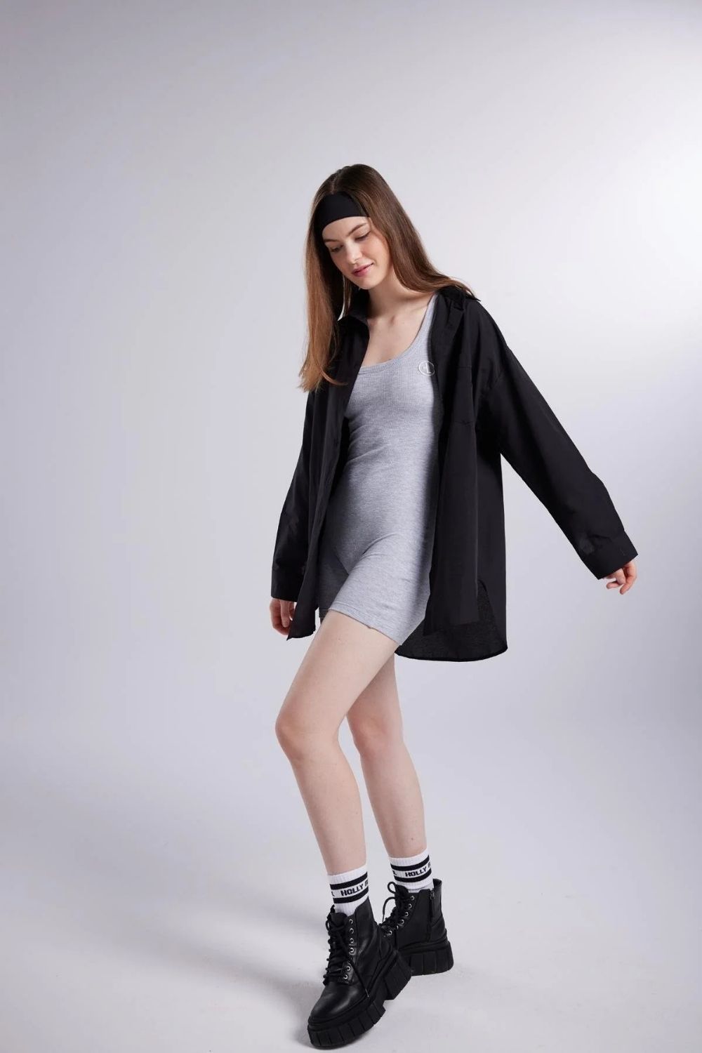 Cepli Oversize Kesim Lovesize Gömlek Siyah - 3
