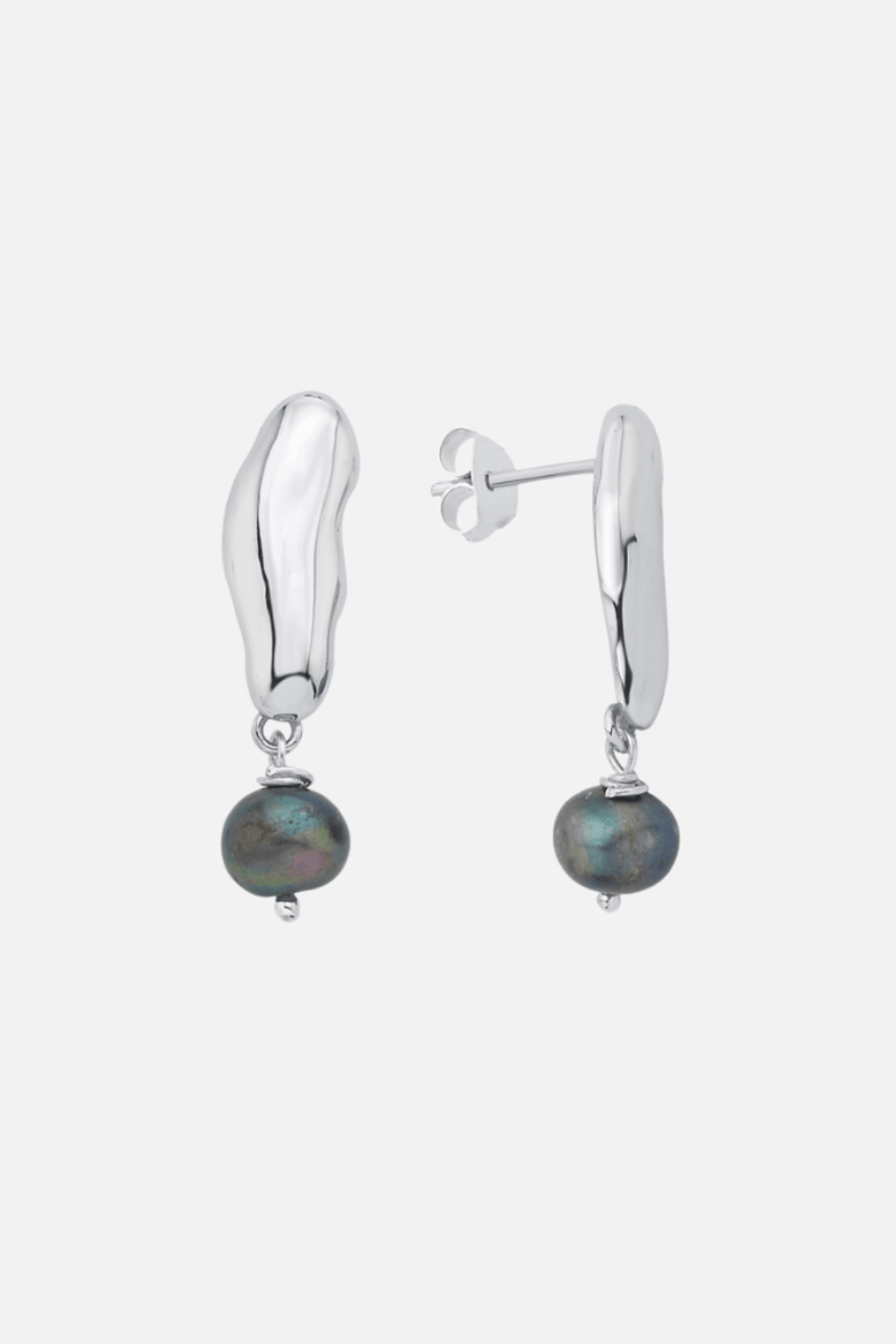 Linya Jewellery-Gera Siyah İncili Sallantılı Küpe Gümüş-Küpe-1-milagron.live