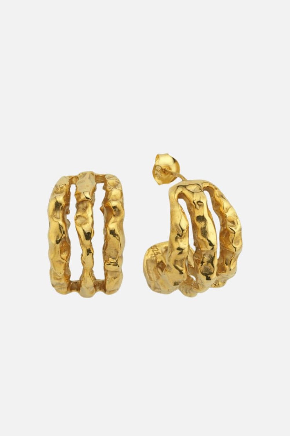 Linya Jewellery-Terty Amorf Üçlü Halka Küpe Gold-Küpe-1-milagron.live