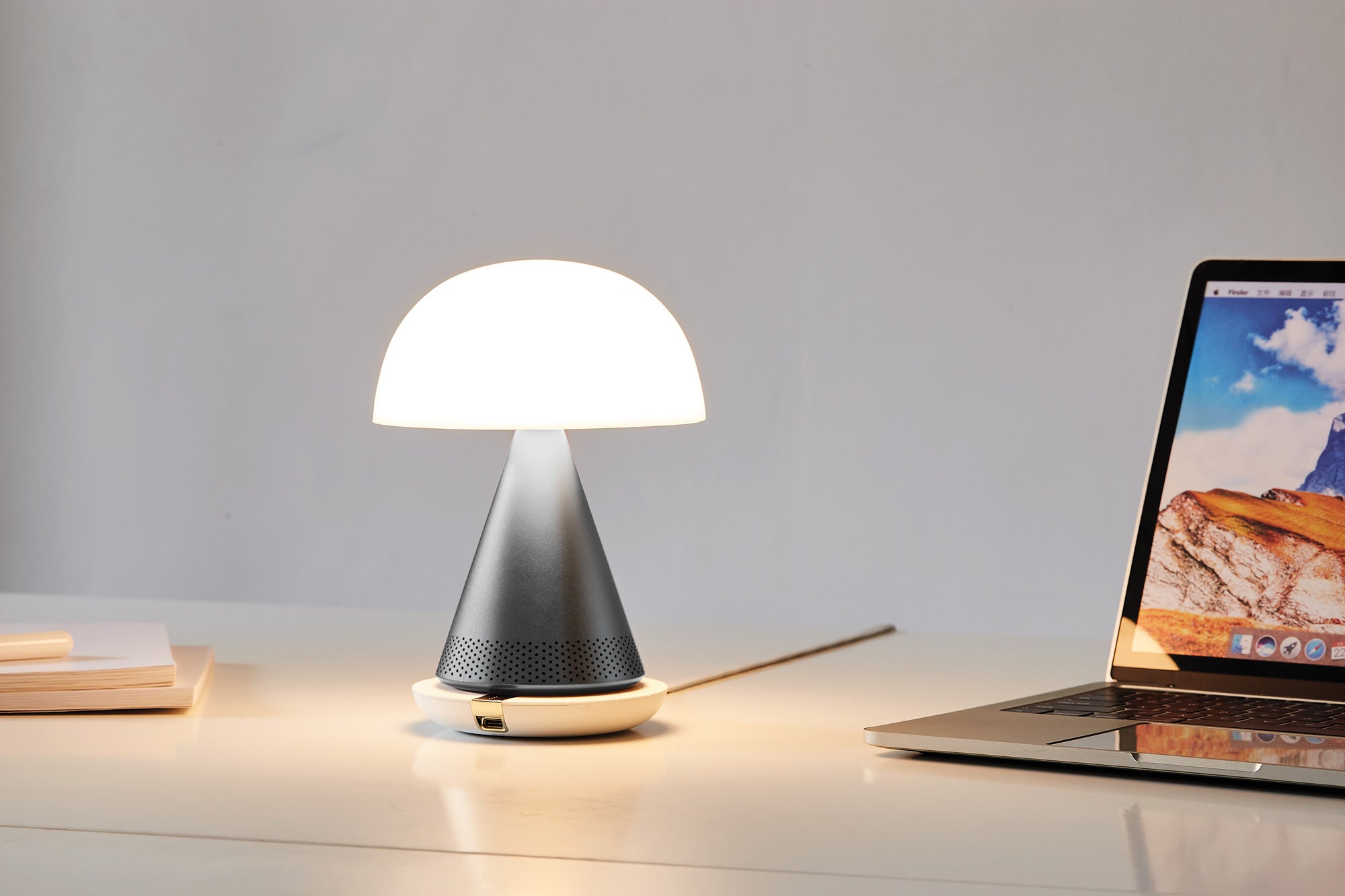 Lexon-Mina L Led Lamba Ve Bluetooth Hoparlör Metalik Gri-Led Lamba-6-milagron.live