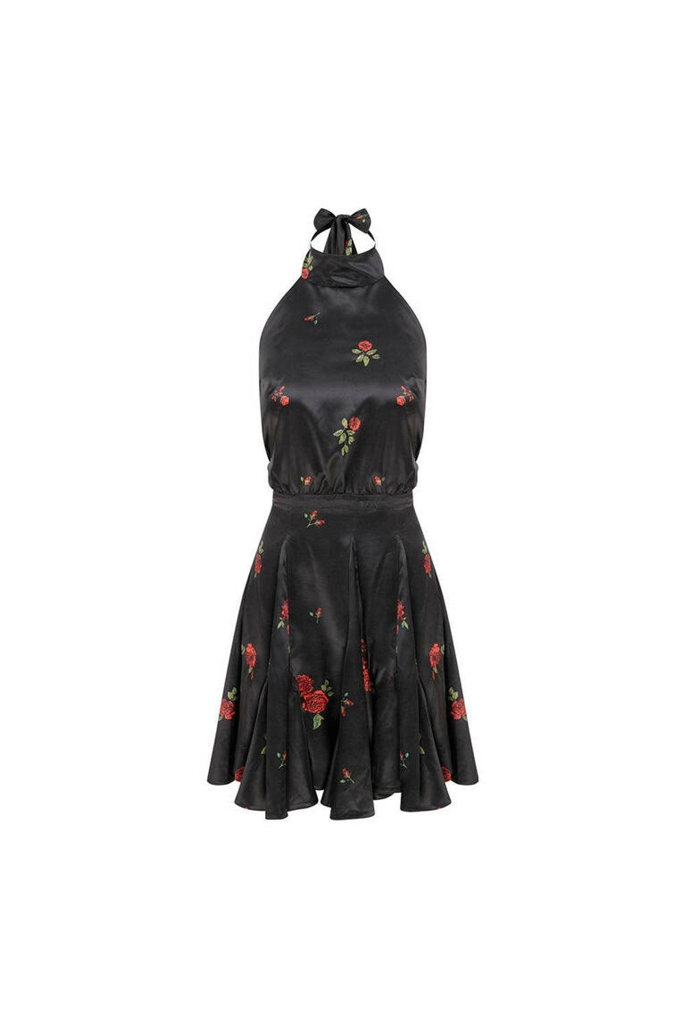 Mozto-SORUNLU - Layla Rose Printed Satin Mini Dress-Elbise-5-milagron.live