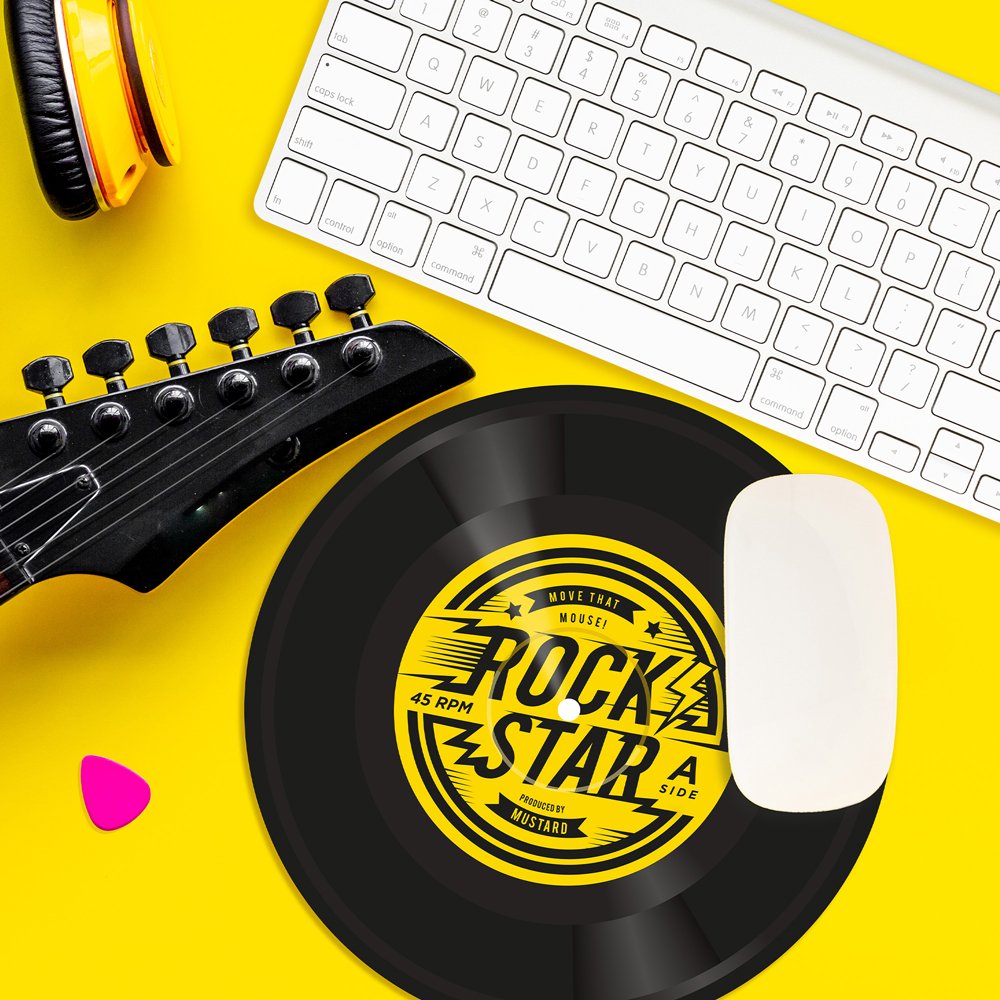 Mustard-Mustard Rock N Roll Mouse Pad-Mouse Pad-4-milagron.live