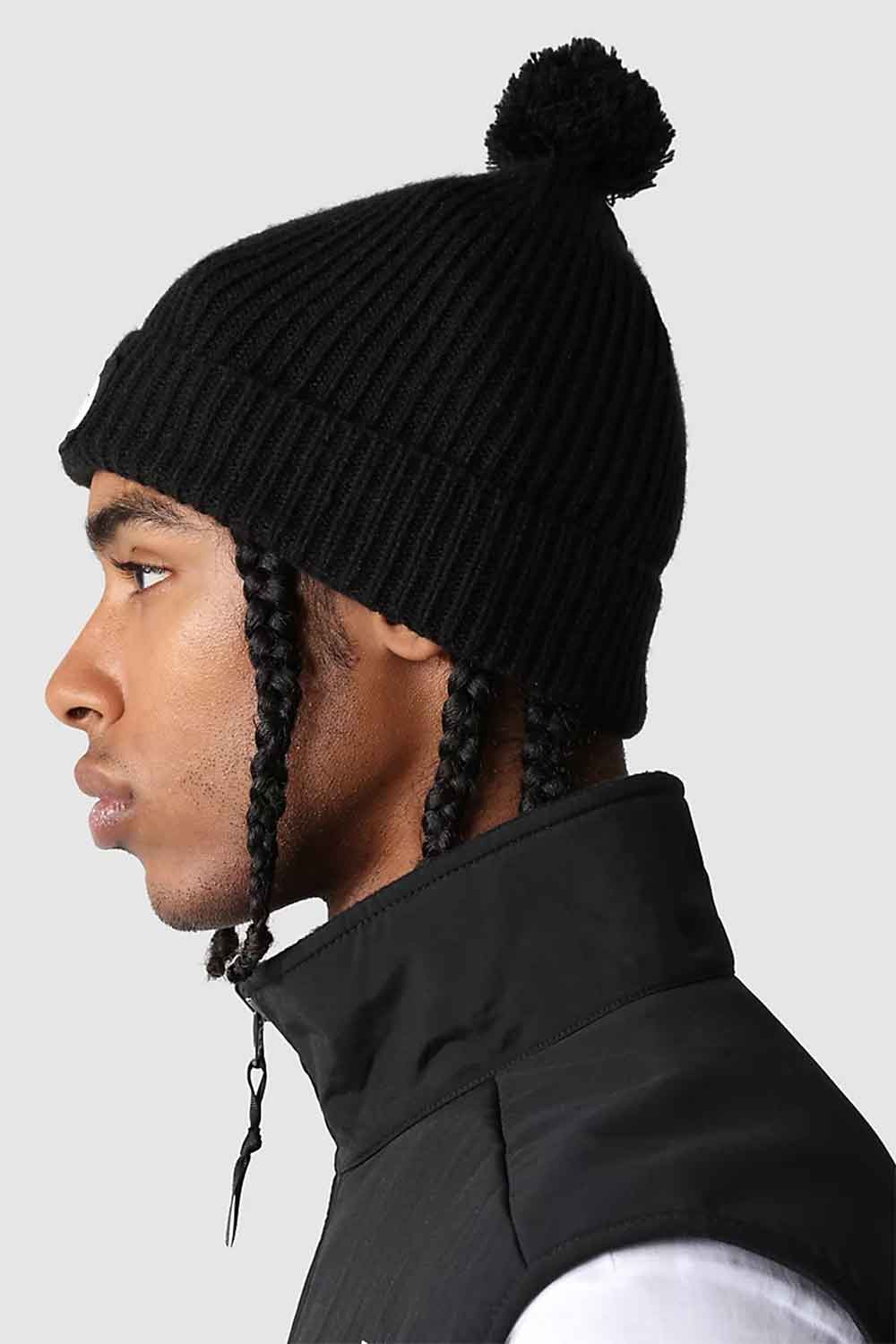 The North Face-TNF Logo Box Pom Beanie Black-Şapka-4-milagron.live