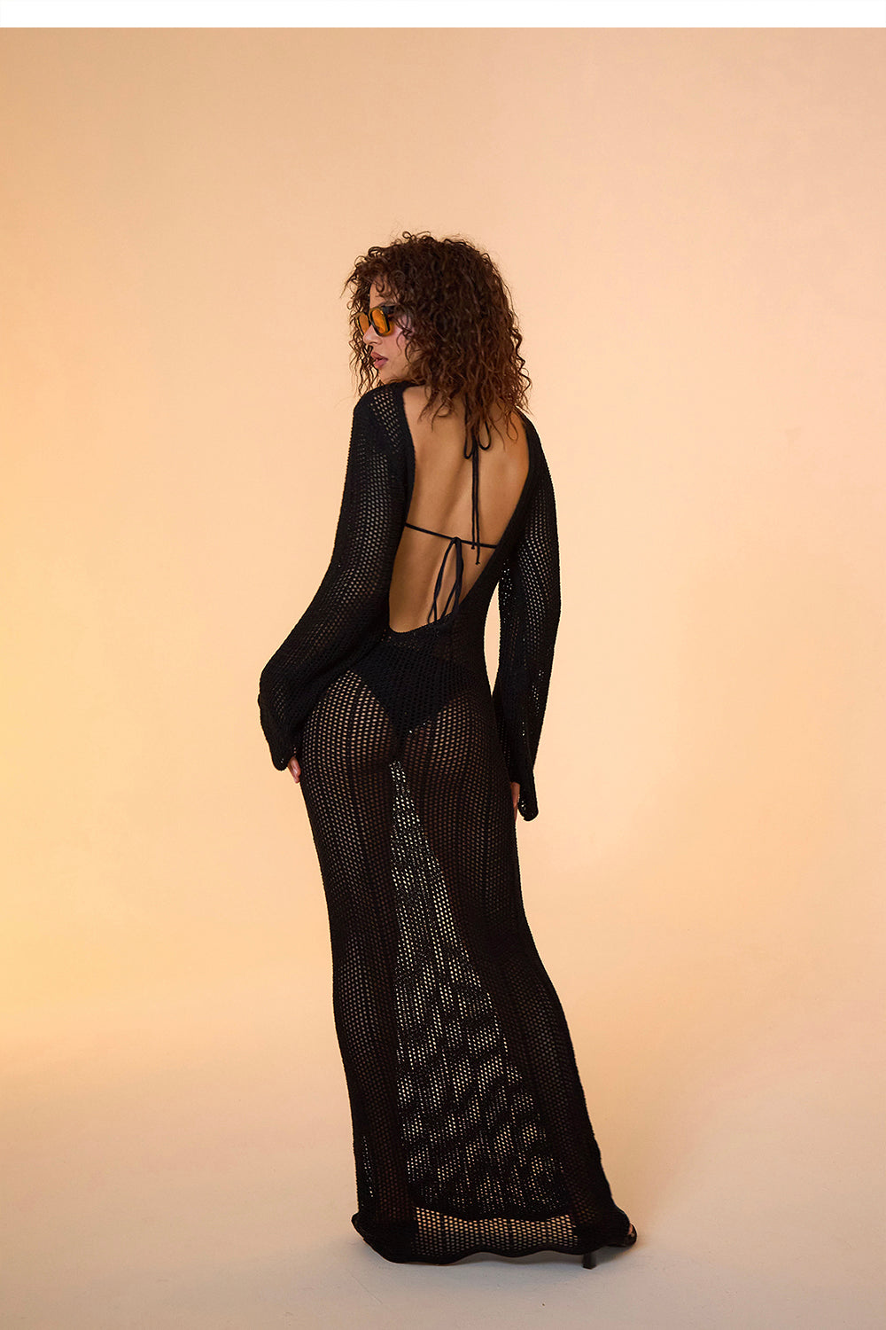 Amaris Knitted Black Maxi Beach Dress - Plaj Elbisesi - 4