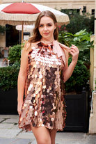 Bronz Payetli Elbise Alexis - 0