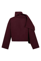 Bordo Şal Detaylı Kaşe Ceket - 4