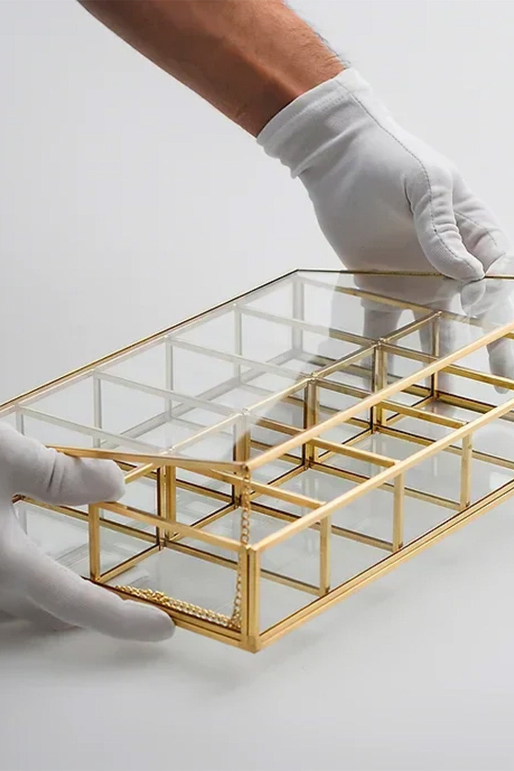 Pirinç Gold Cam Makyaj Takı Aksesuar Organizer Kutusu 30x20x6cm - 3