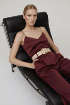 Indra Off-White Leather Belt - 5