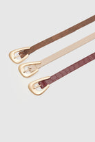 Pierre Off-White Leather Belt | Gold Buckle - 3