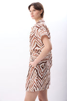 Zebra Desenli Kısa Şort (Bej) - 2