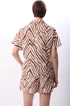 Zebra Desenli Kısa Şort (Bej) - 4