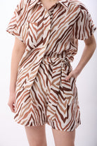 Zebra Desenli Kısa Şort (Bej) - 6