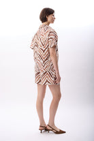 Zebra Desenli Kısa Şort (Bej) - 7