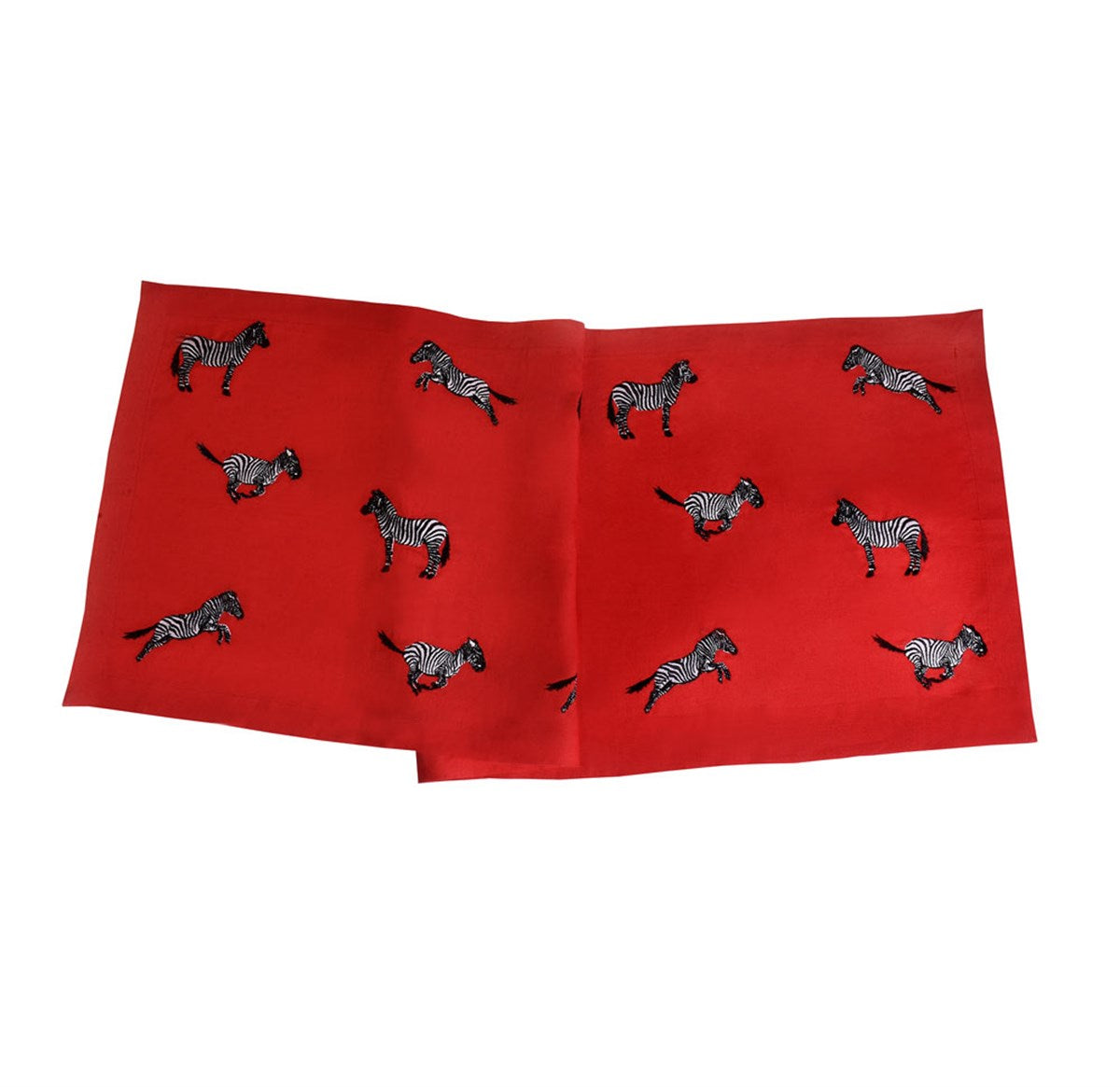 Zebra Desenli Dekoratif Kırmızı Keten Runner - 40 Cm X 120 Cm - 2