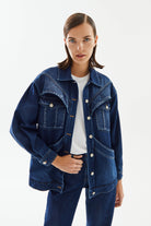 Kadın Geniş Cep Detaylı Denim Ceket - 0