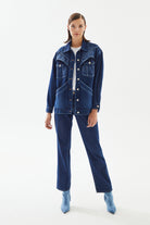 Kadın Geniş Cep Detaylı Denim Ceket - 3